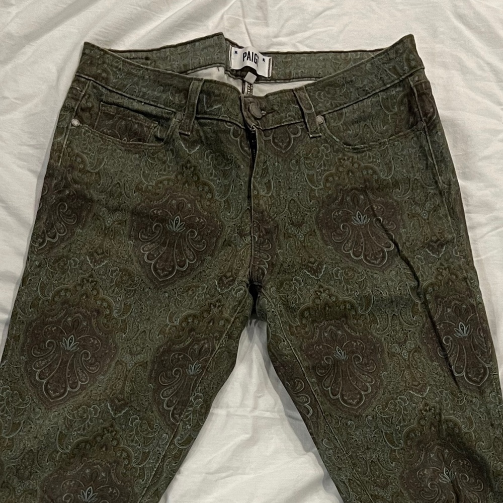 Paige Green Paisley Skinny Jeans
